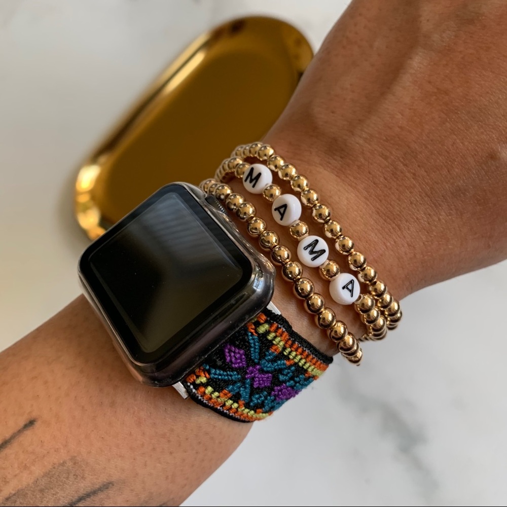 Boutique MAMA trendy gold bead bracelet set trio - Picture 2 of 2